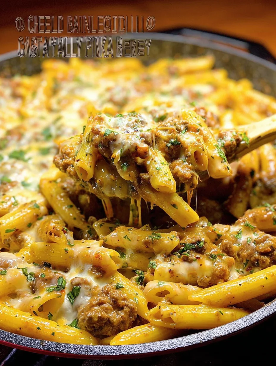 Cheesy Ground Beef Pasta Skillet