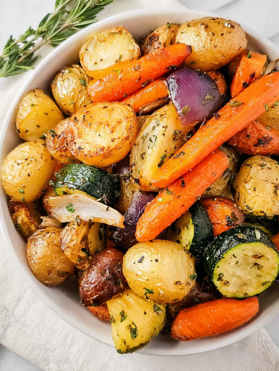 Garlic Herb Roasted Potatoes Carrots and Zucchini
