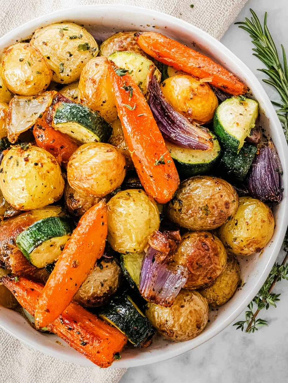 Garlic Herb Roasted Potatoes Carrots and Zucchini