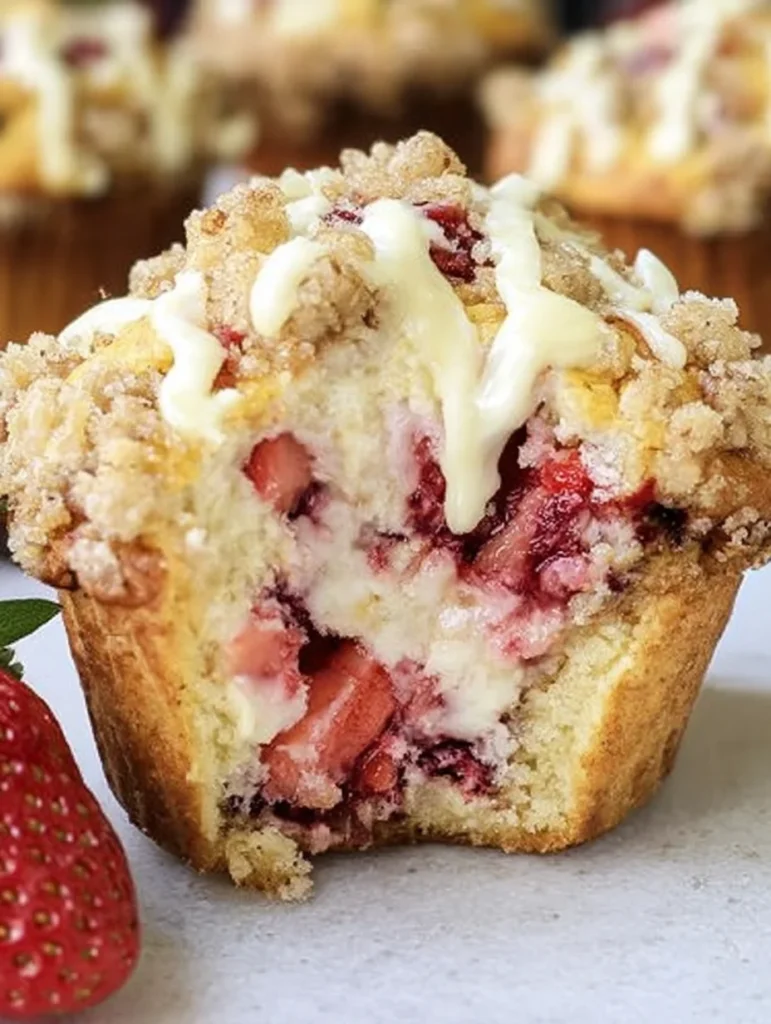 Strawberry Cream Cheese Muffins with Streusel Crumb Topping