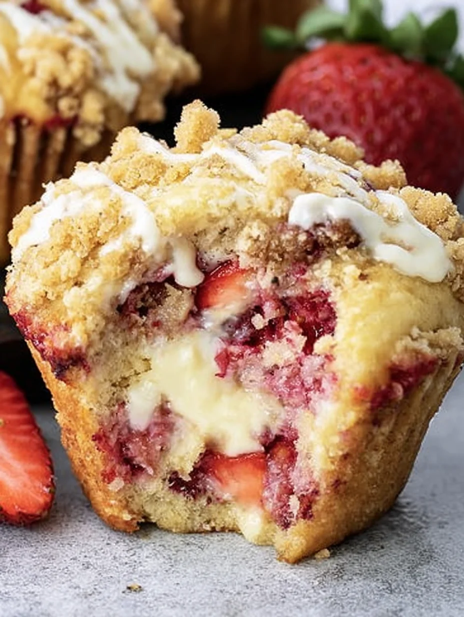 Strawberry Cream Cheese Muffins with Streusel Crumb Topping