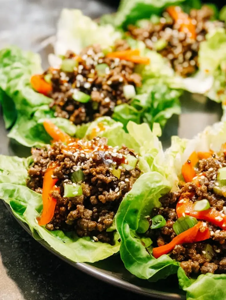Asian Style Ground Beef Lettuce Wraps
