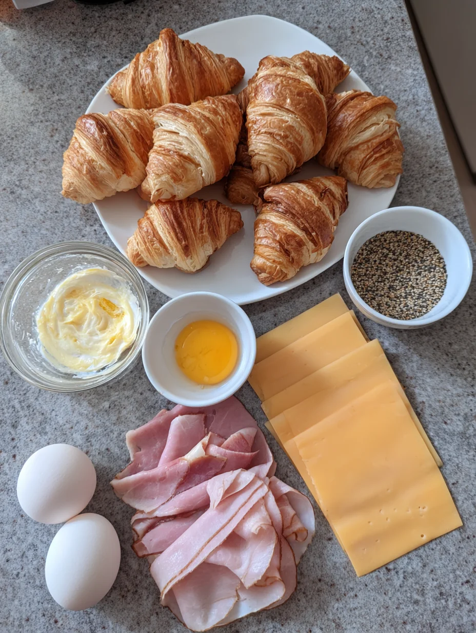 Baked Ham and Cheese Croissants