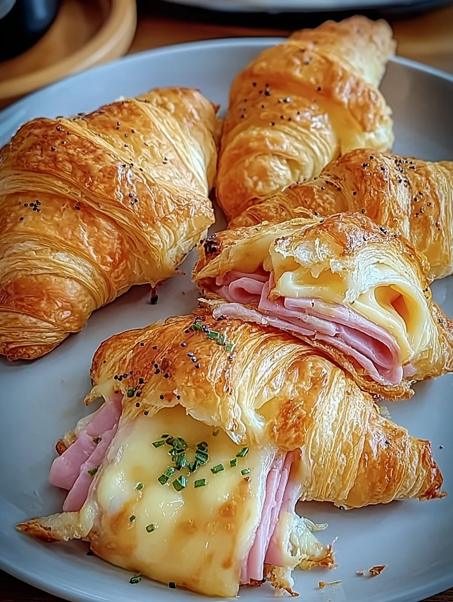 Baked Ham and Cheese Croissants