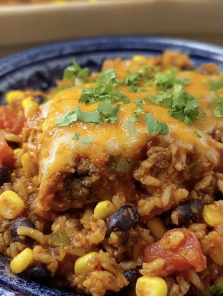 Beef Enchilada Casserole with Rice