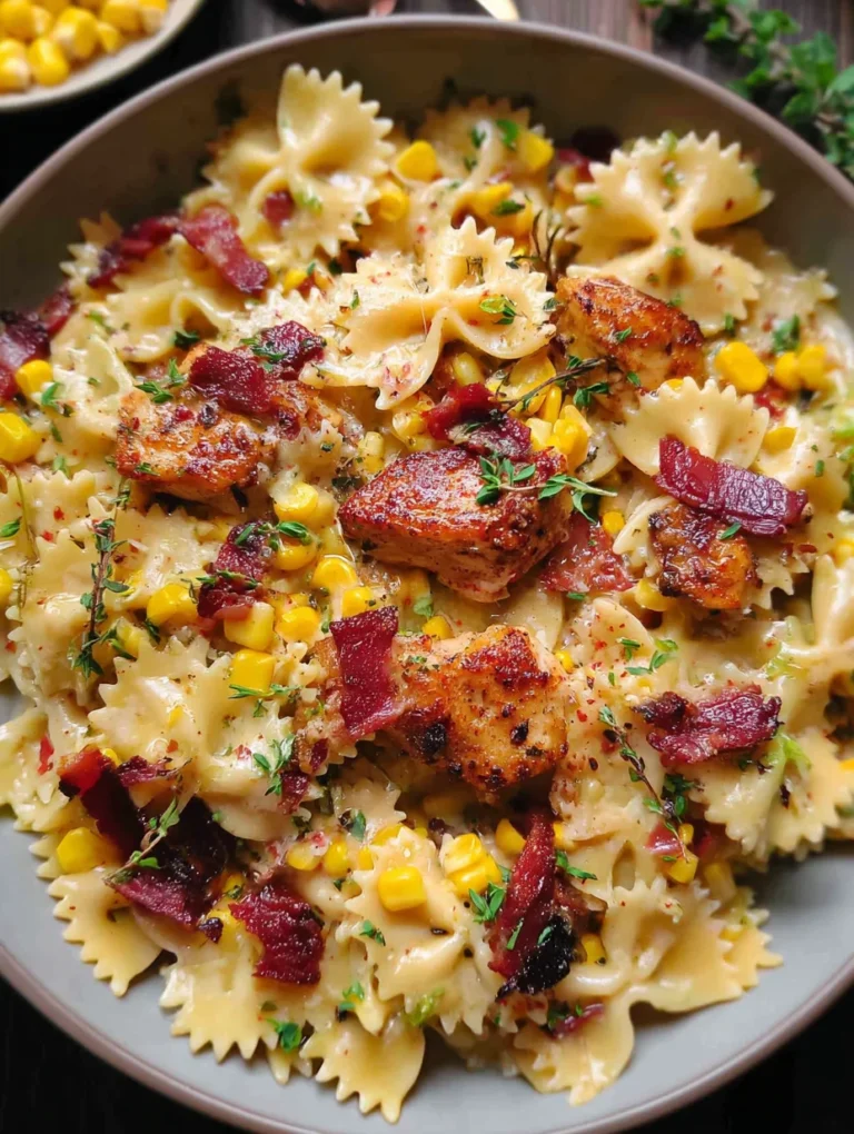 Creamy Chicken and Corn Pasta with Bacon