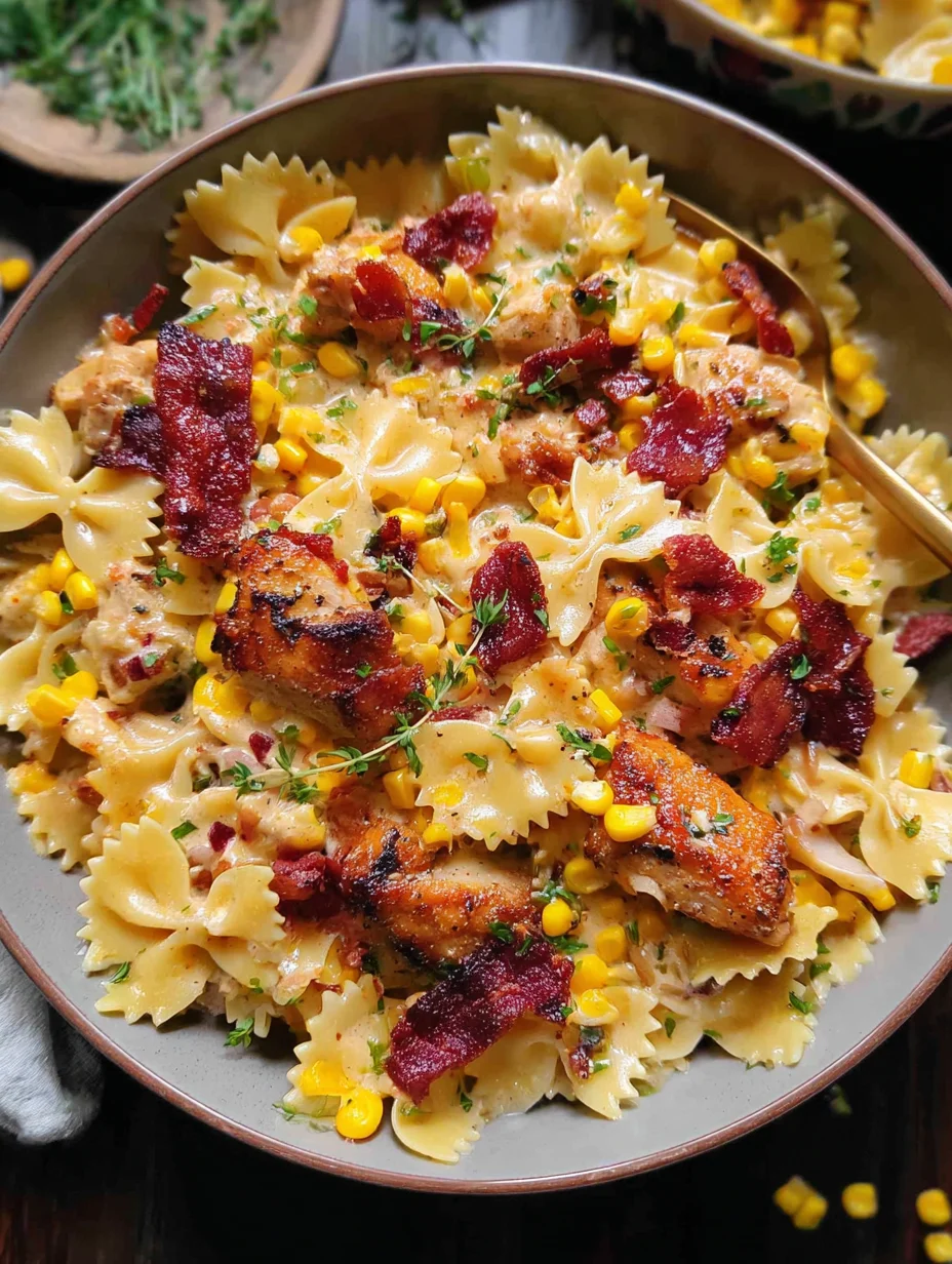 Creamy Chicken and Corn Pasta with Bacon