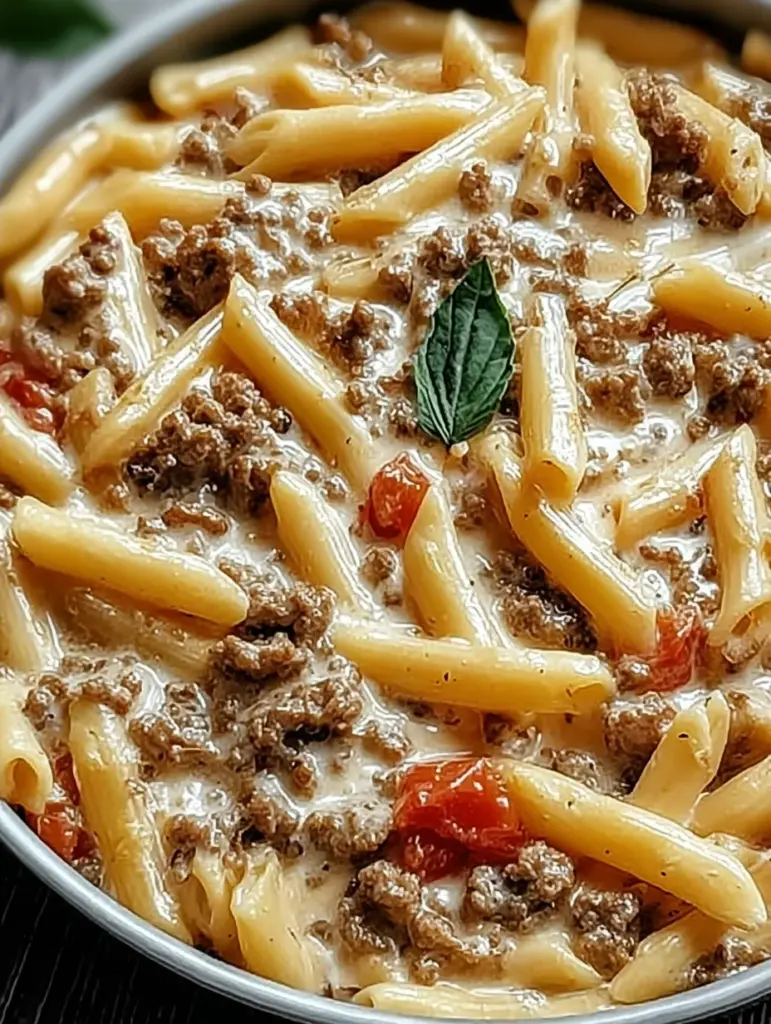Creamy Rotel Pasta with Ground Beef