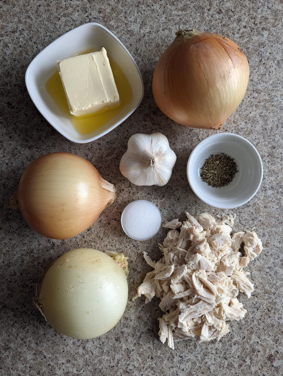 French Onion Chicken Orzo Casserole