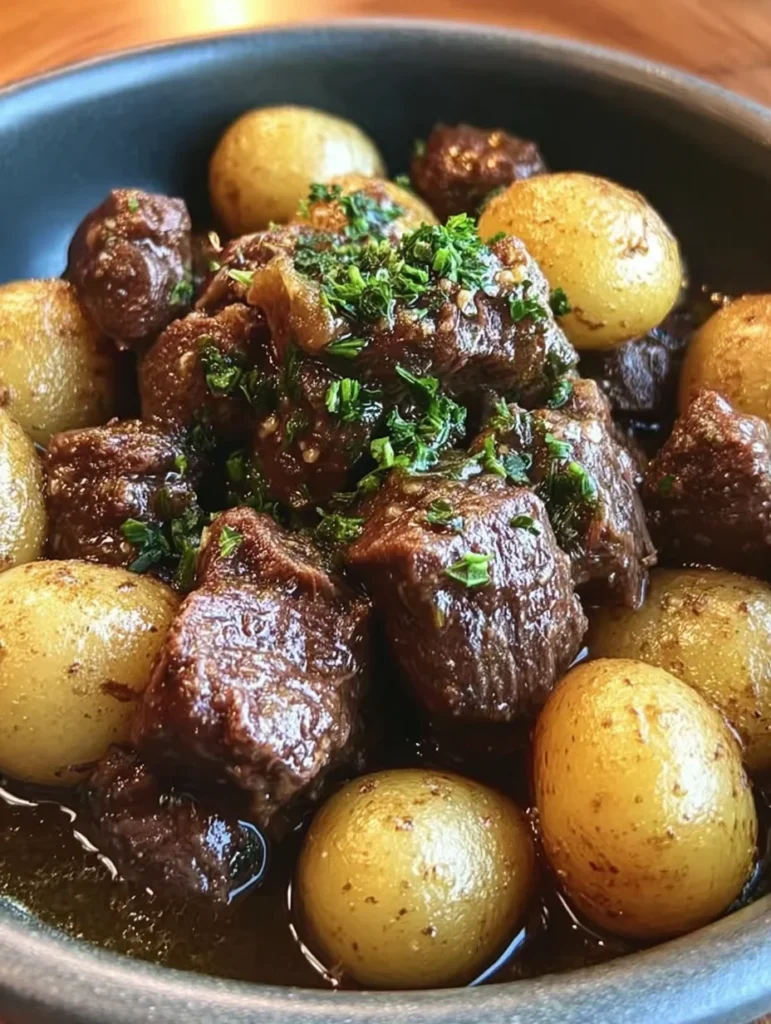 Garlic Butter Beef Bites with Potatoes