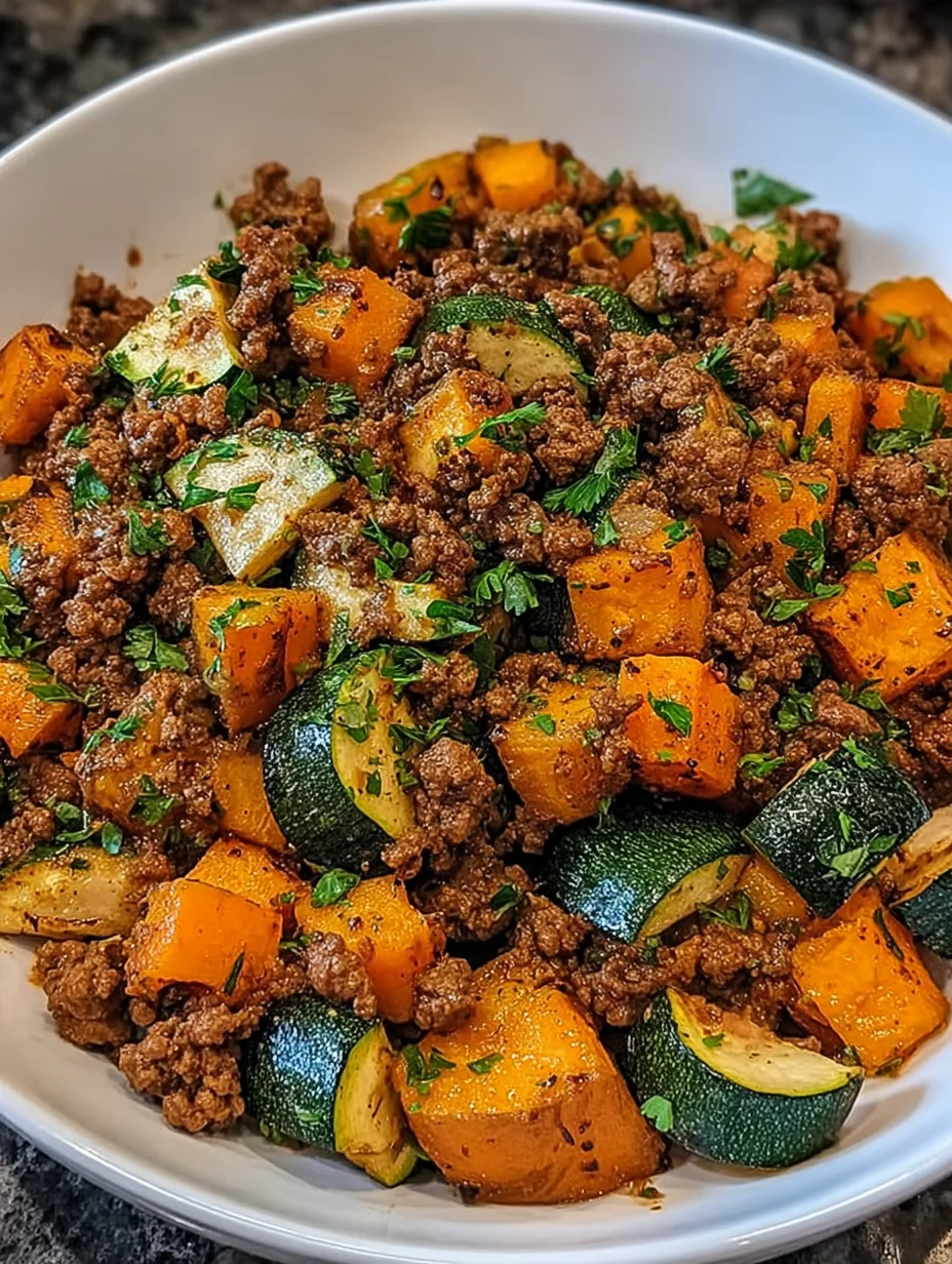 Ground Beef Zucchini Sweet Potato Skillet