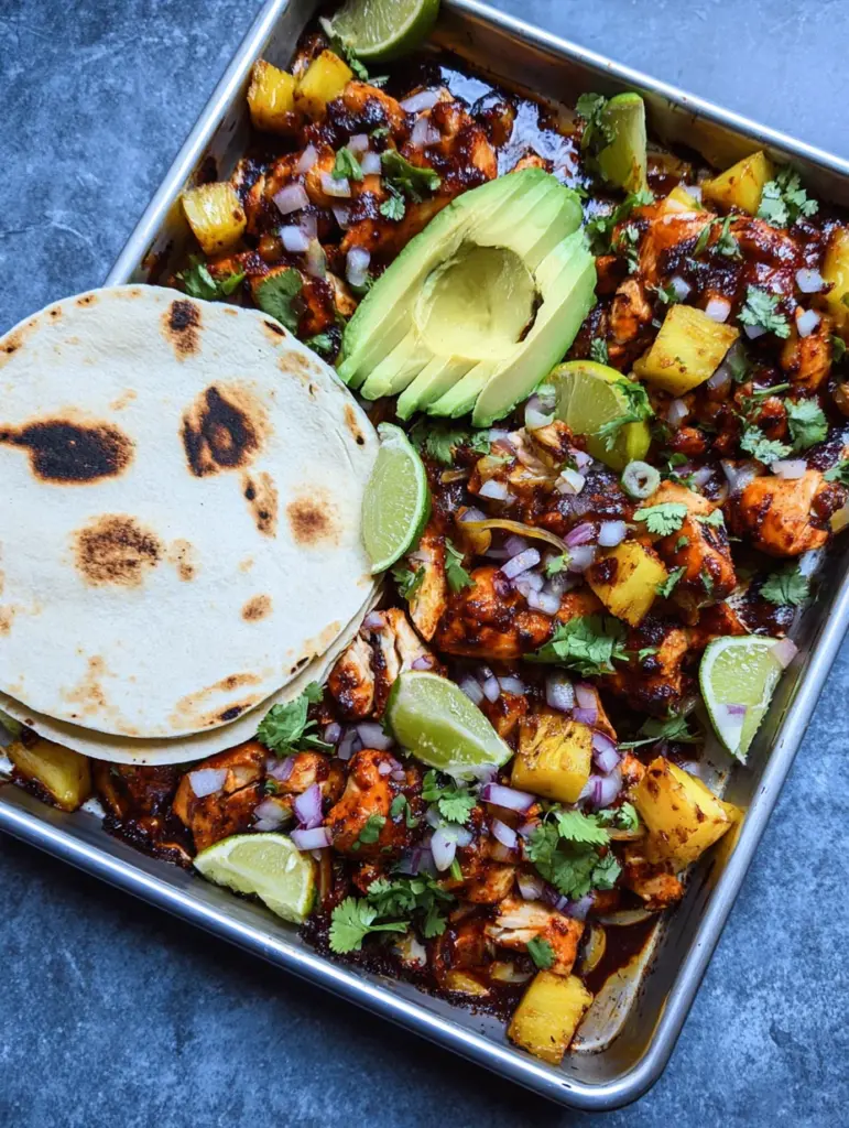 One Pan Chicken & Pineapple Tacos