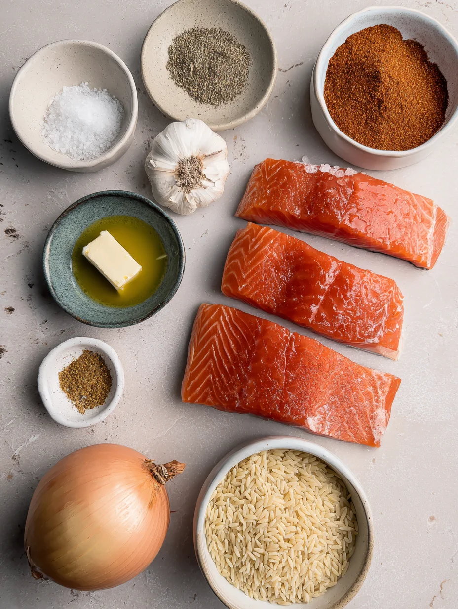One Skillet Salmon with Lemon Orzo