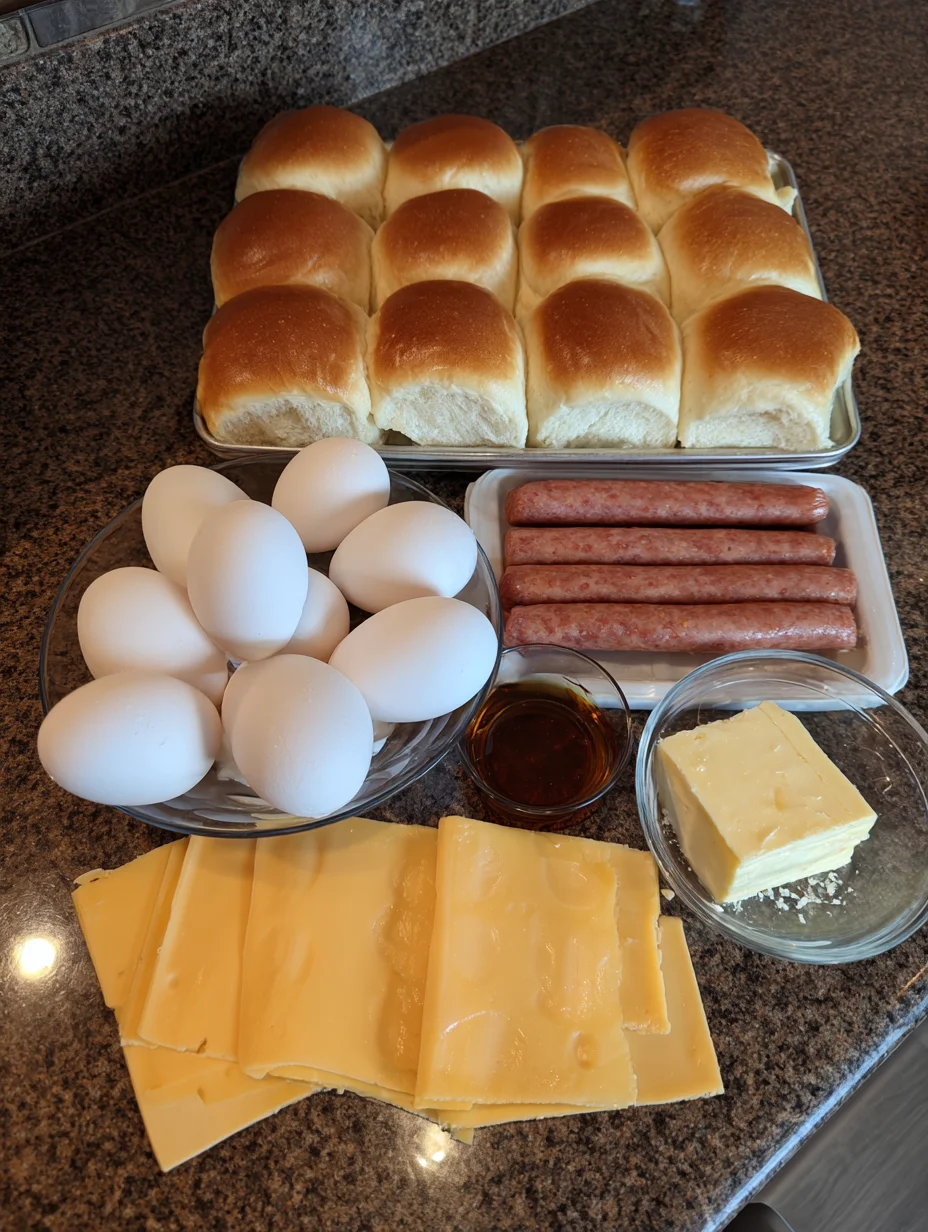 Sausage Egg and Cheese Breakfast Sliders with Syrup Glaze