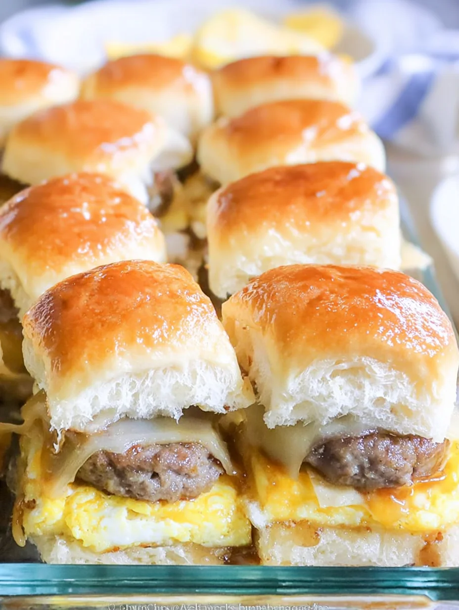 Sausage Egg and Cheese Breakfast Sliders with Syrup Glaze