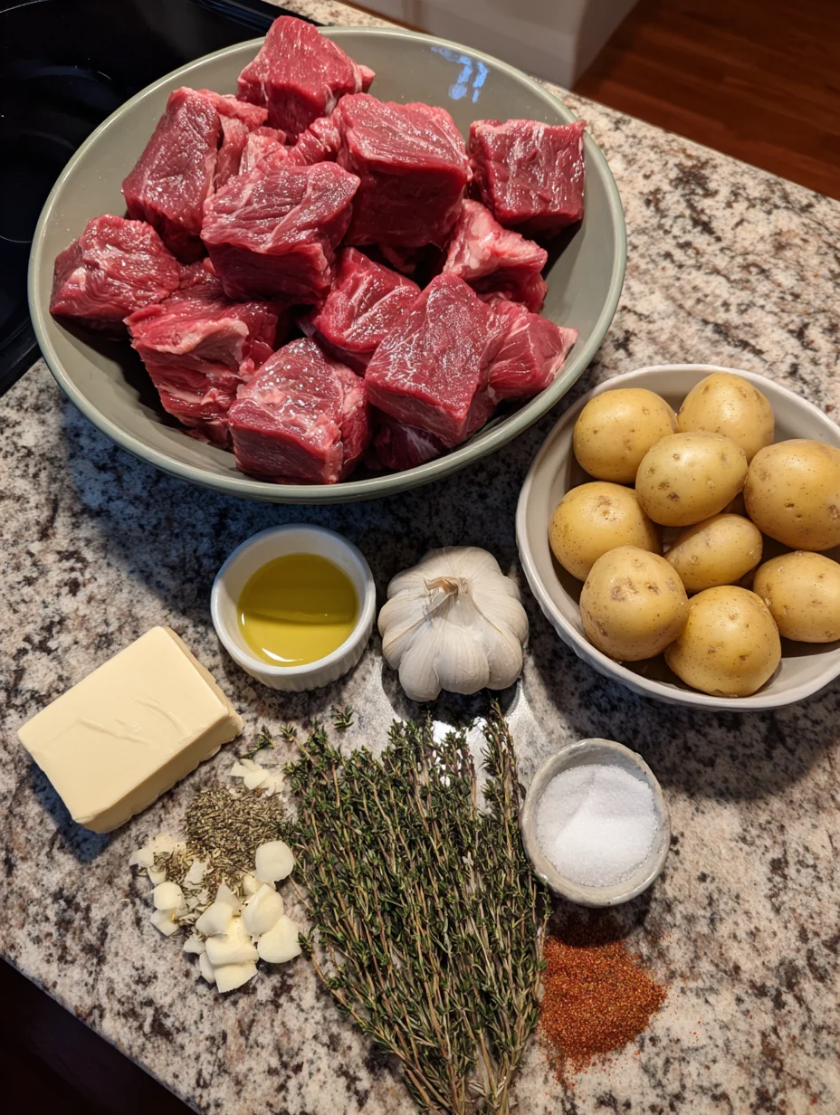 Slow Cooker Garlic Butter Beef Bites & Potatoes