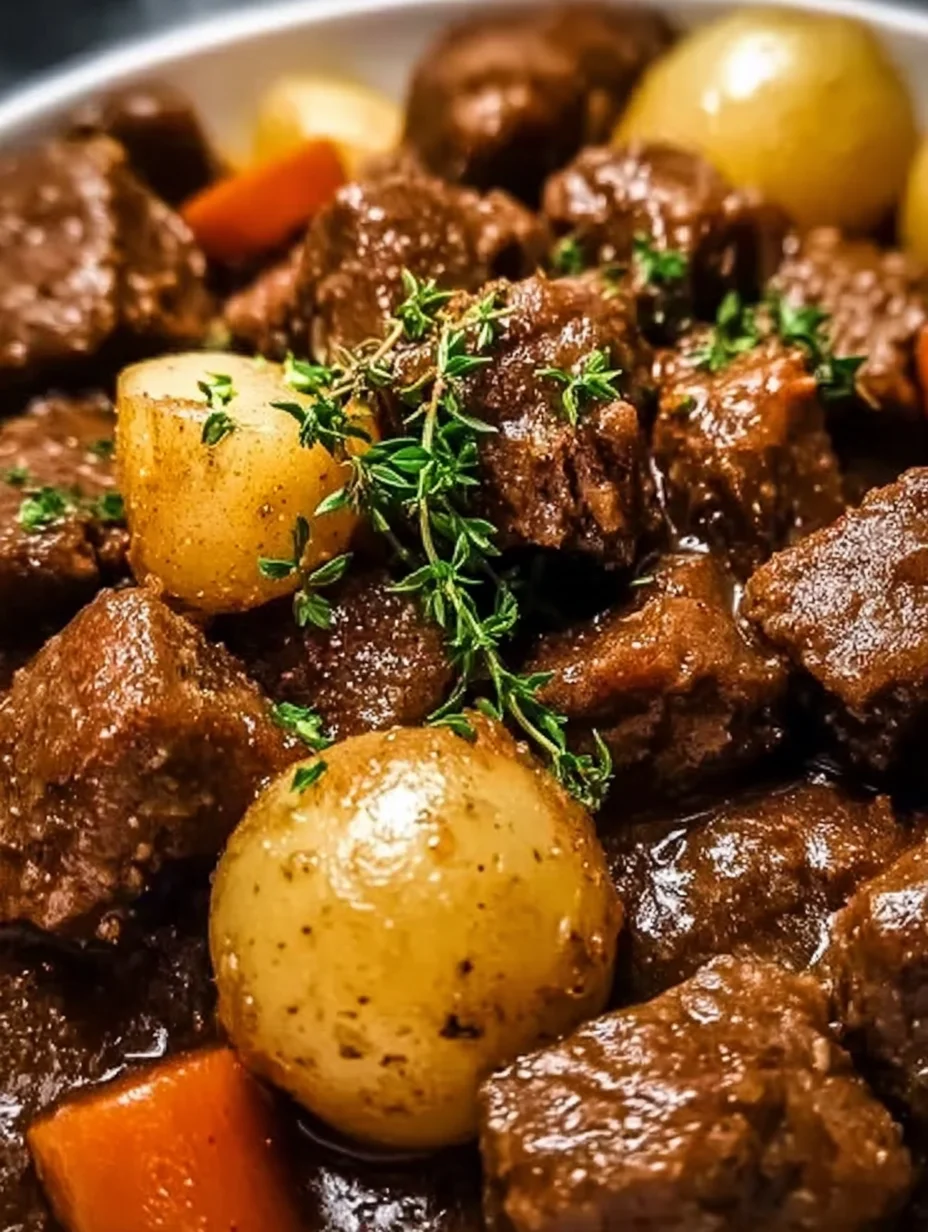 Slow Cooker Garlic Butter Beef Bites & Potatoes