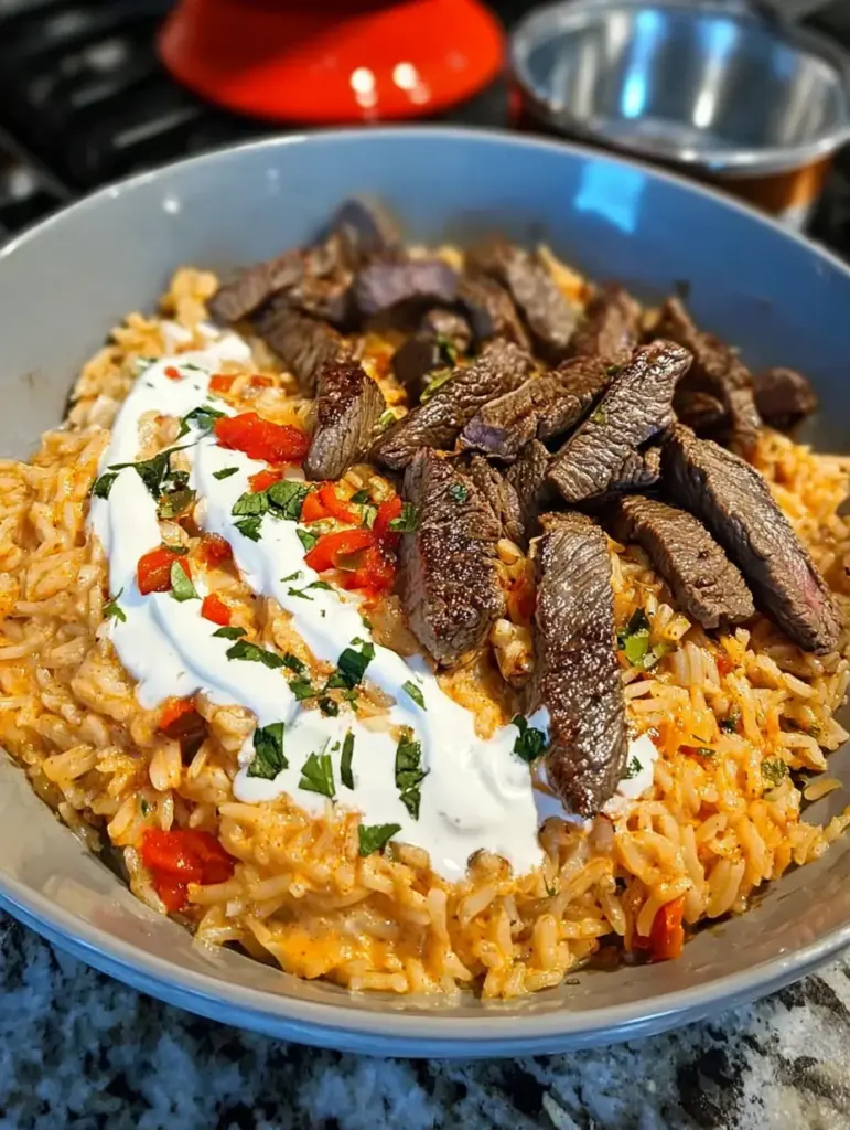 Steak Queso Rice