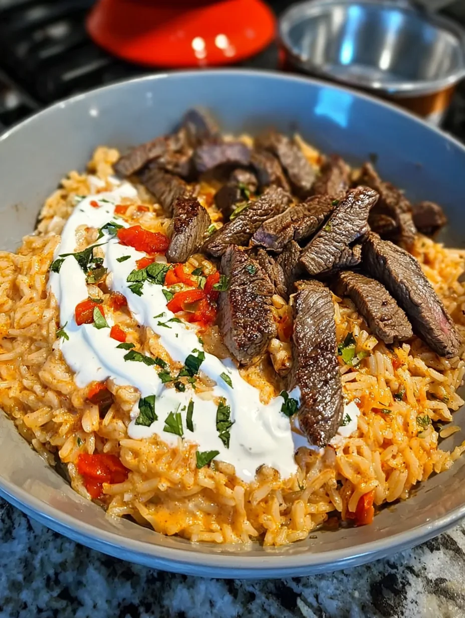 Steak Queso Rice