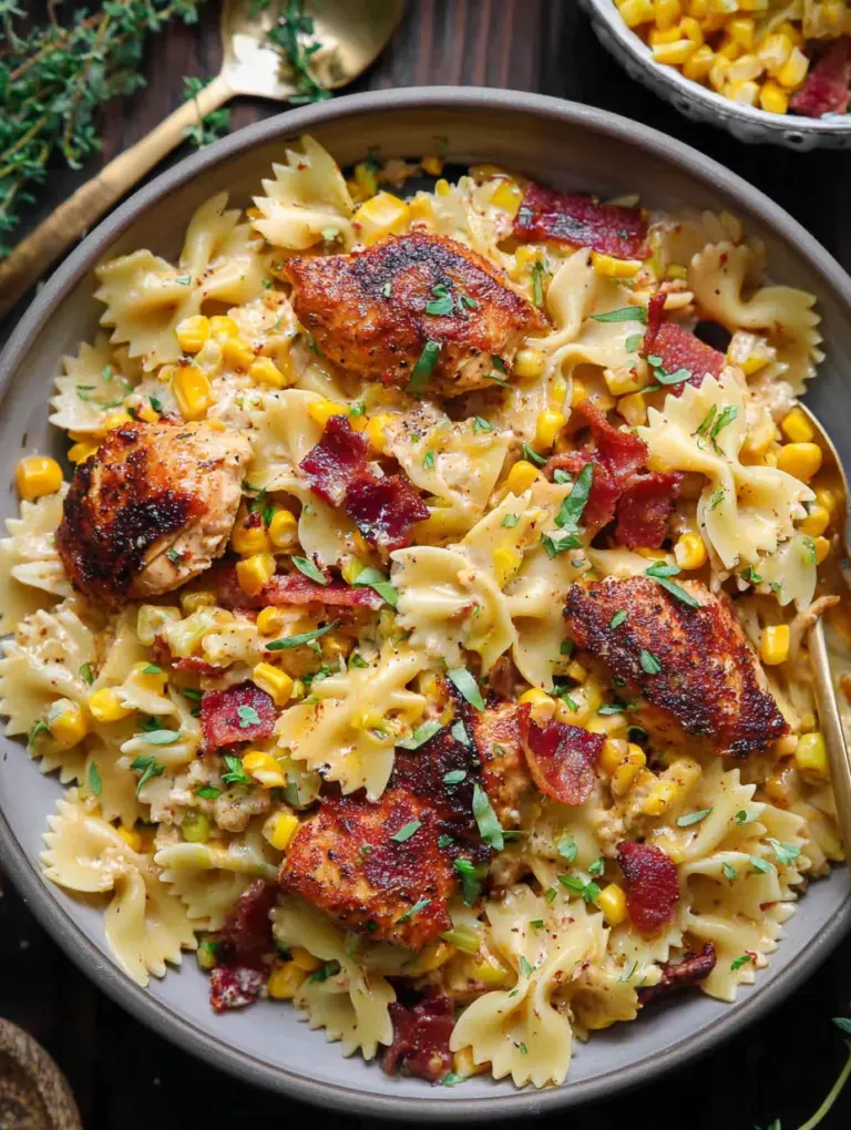 Creamy Chicken and Corn Pasta with Bacon