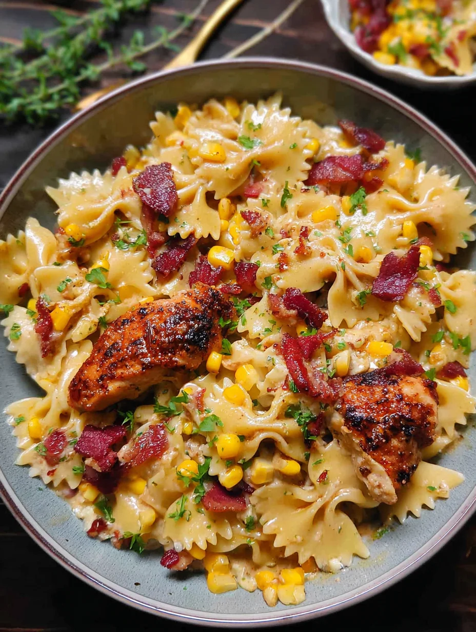Creamy Chicken and Corn Pasta with Bacon