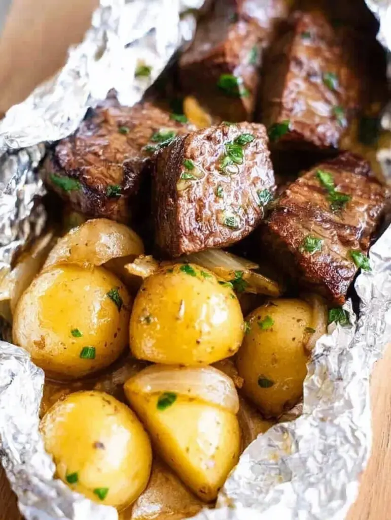 Garlic Butter Steak and Potato Foil Packets