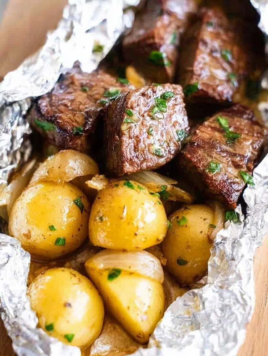 Garlic Butter Steak and Potato Foil Packets