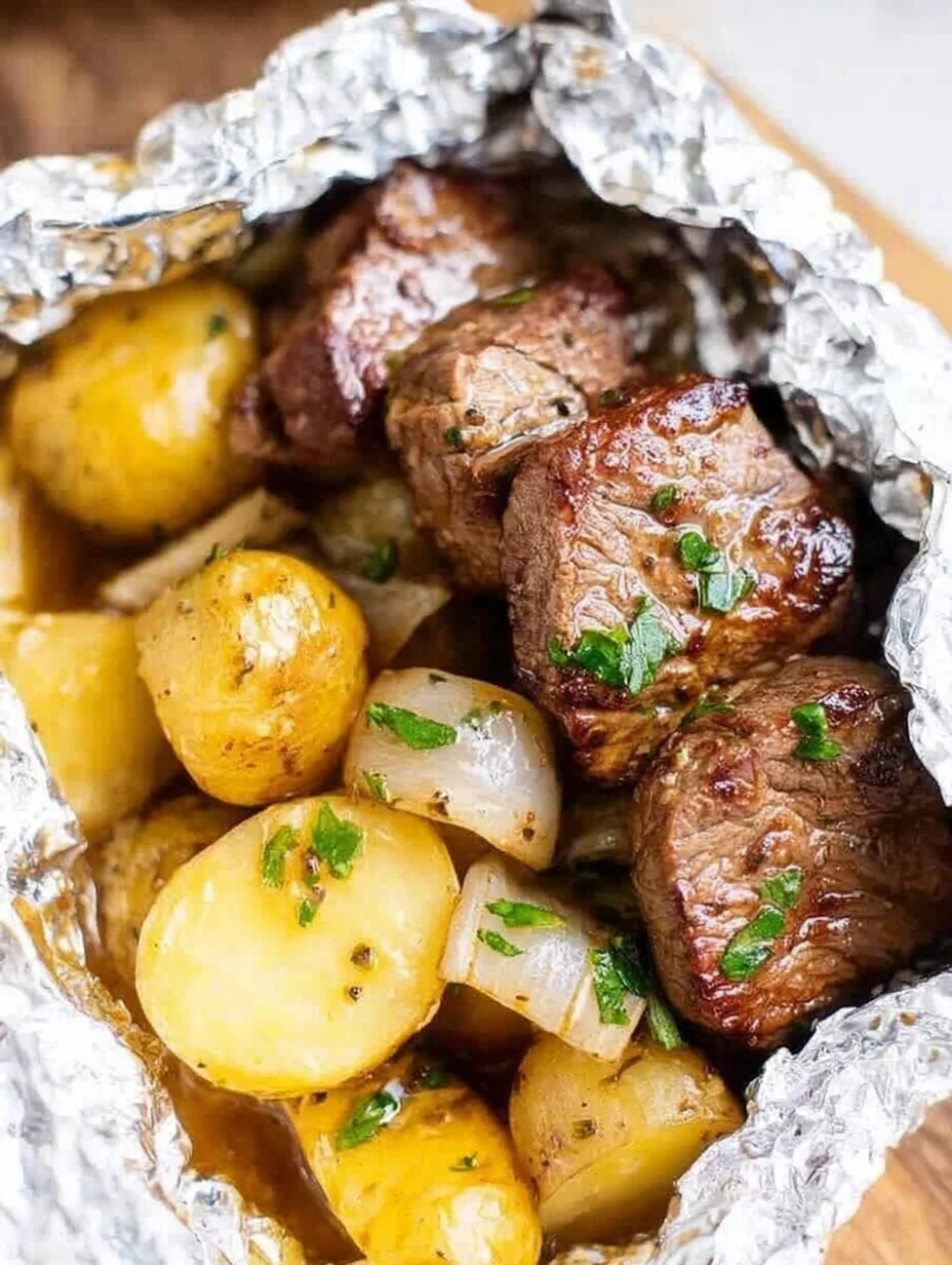 Garlic Butter Steak and Potato Foil Packets