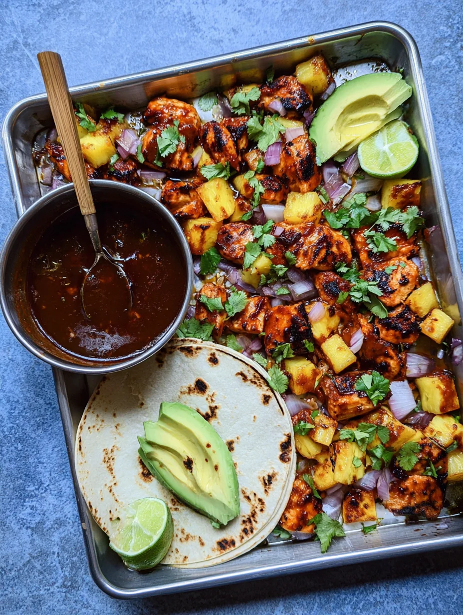 One Pan Chicken & Pineapple Tacos