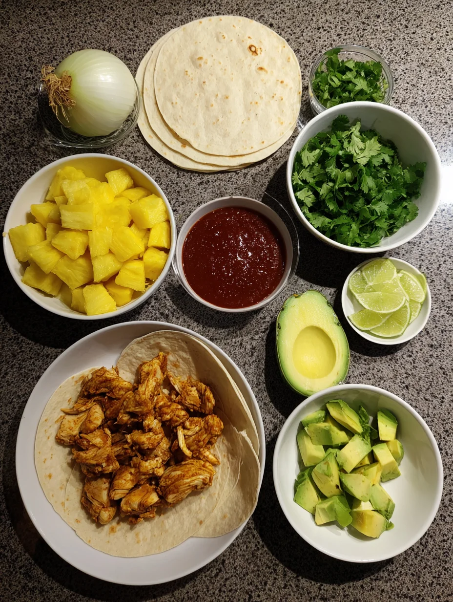 One Pan Chicken & Pineapple Tacos