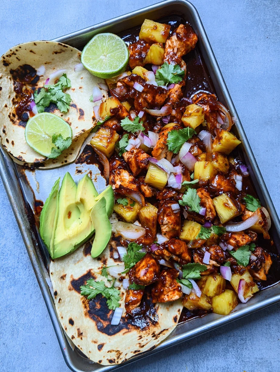 One Pan Chicken & Pineapple Tacos