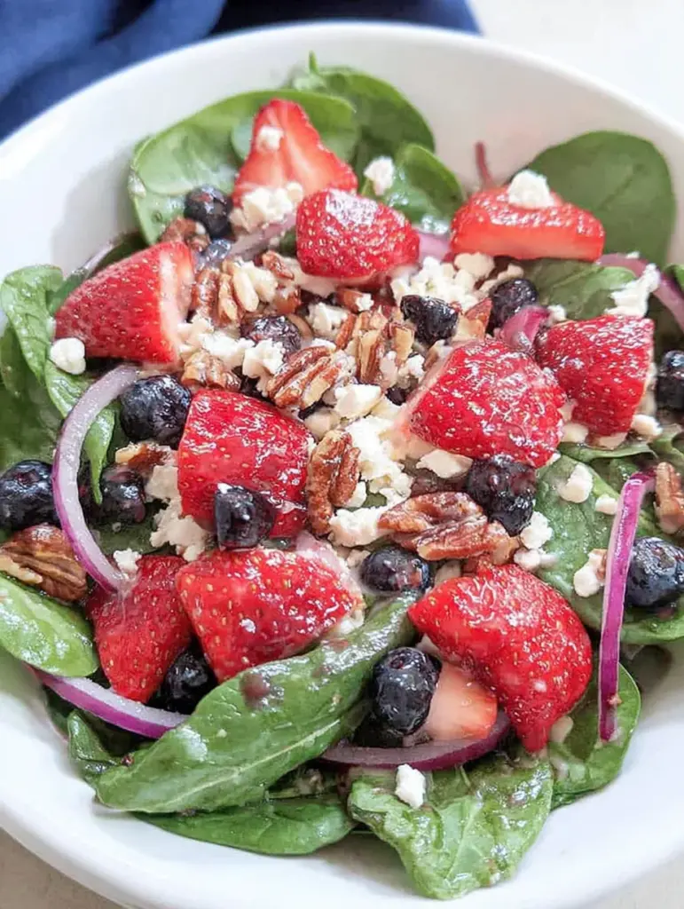 Spinach Strawberry Salad with Feta Cheese