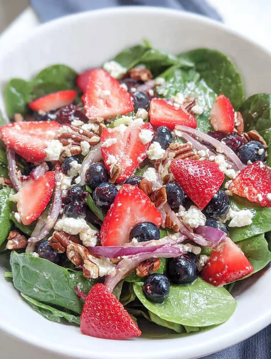 Spinach Strawberry Salad with Feta Cheese