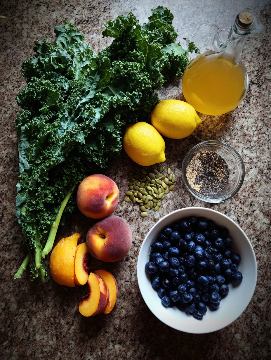 Summer Peach Blueberry Kale Salad