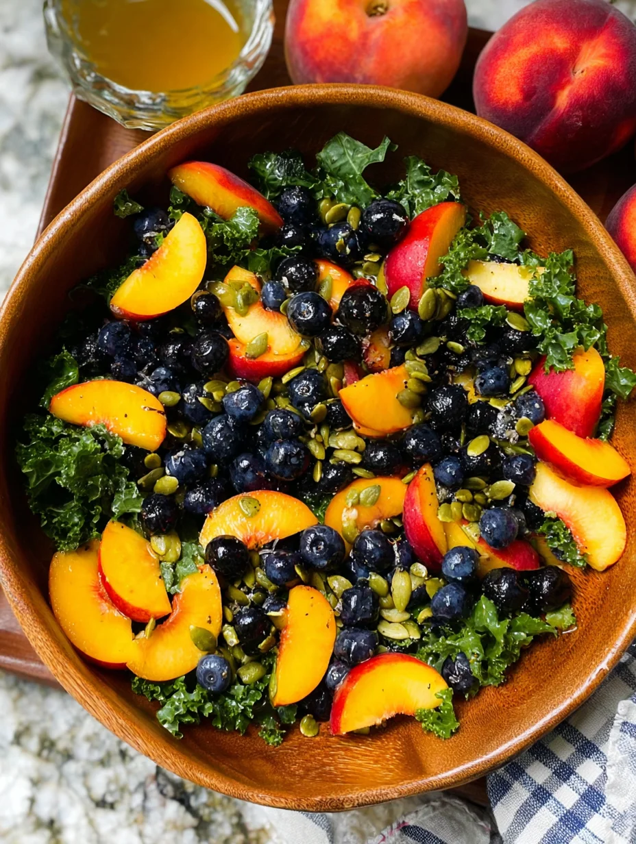 Summer Peach Blueberry Kale Salad