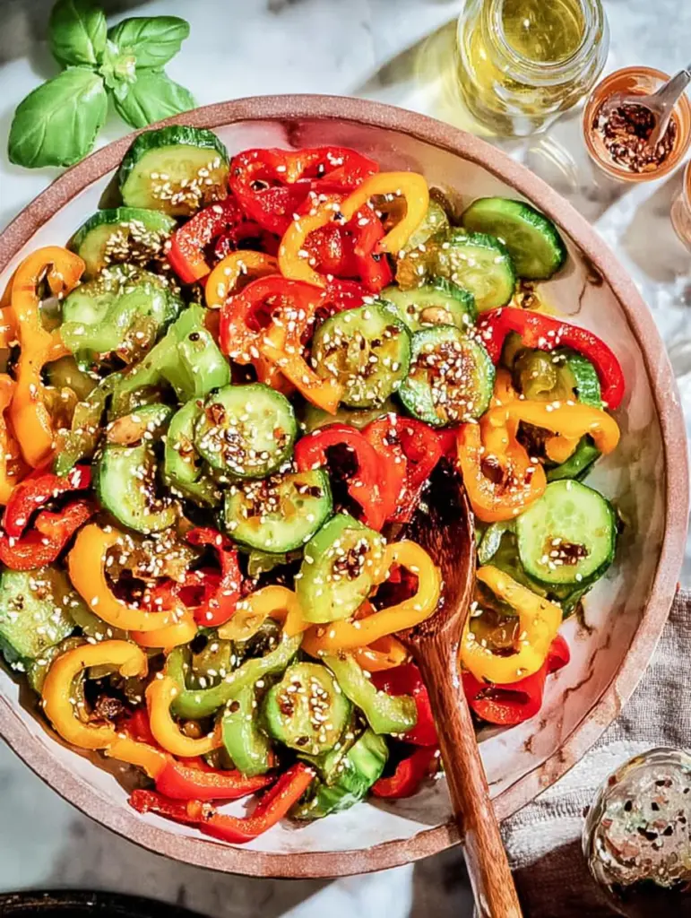 Viral TikTok Cucumber & Bell Pepper Salad