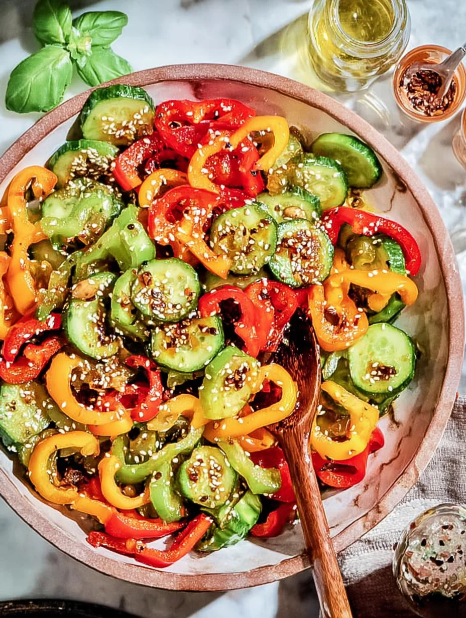 Viral TikTok Cucumber & Bell Pepper Salad