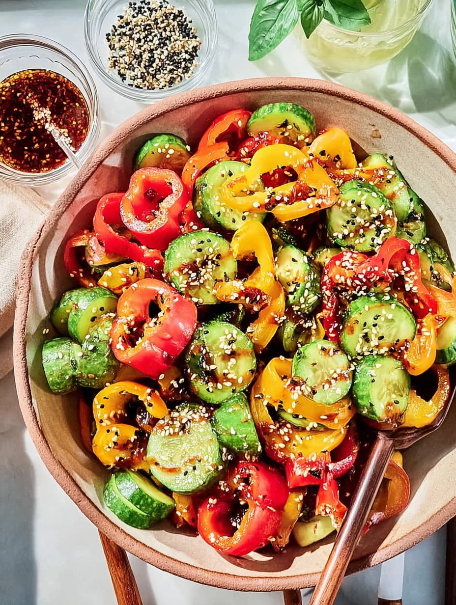 Viral TikTok Cucumber & Bell Pepper Salad